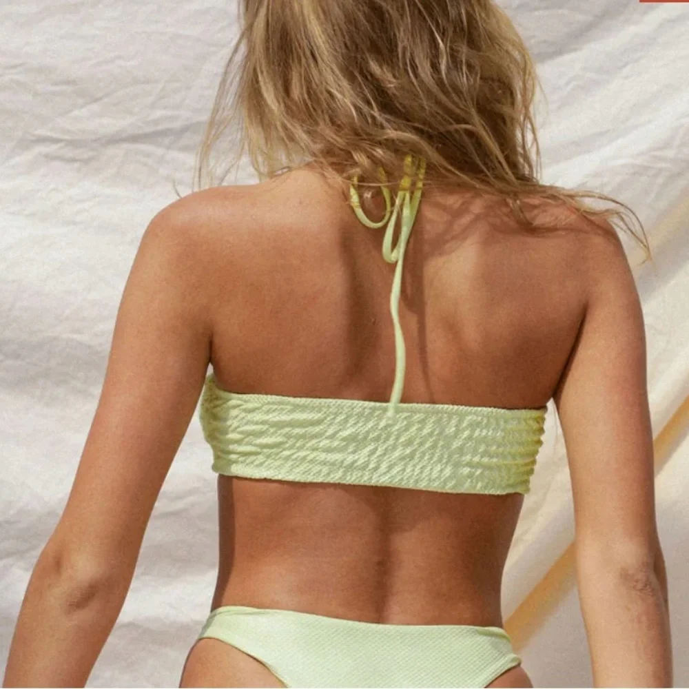 Stone Fox Swim Womens Bralette Bikini Top Size XS Light Green Butterfly Pique
